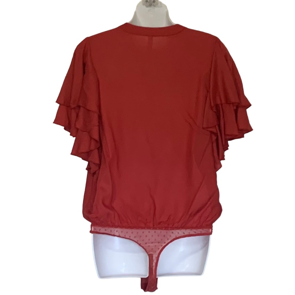 Free People Intimately Call Me Later Ruffle Sleeves Bodysuit Size Medium - Picture 5 of 13